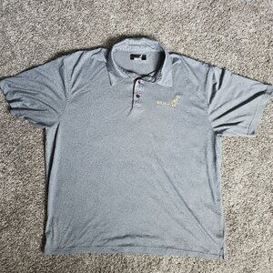 MACK Semi-Truck Collared Size XL Gray Polo Shirt w/ Gold Embroidered Logo
